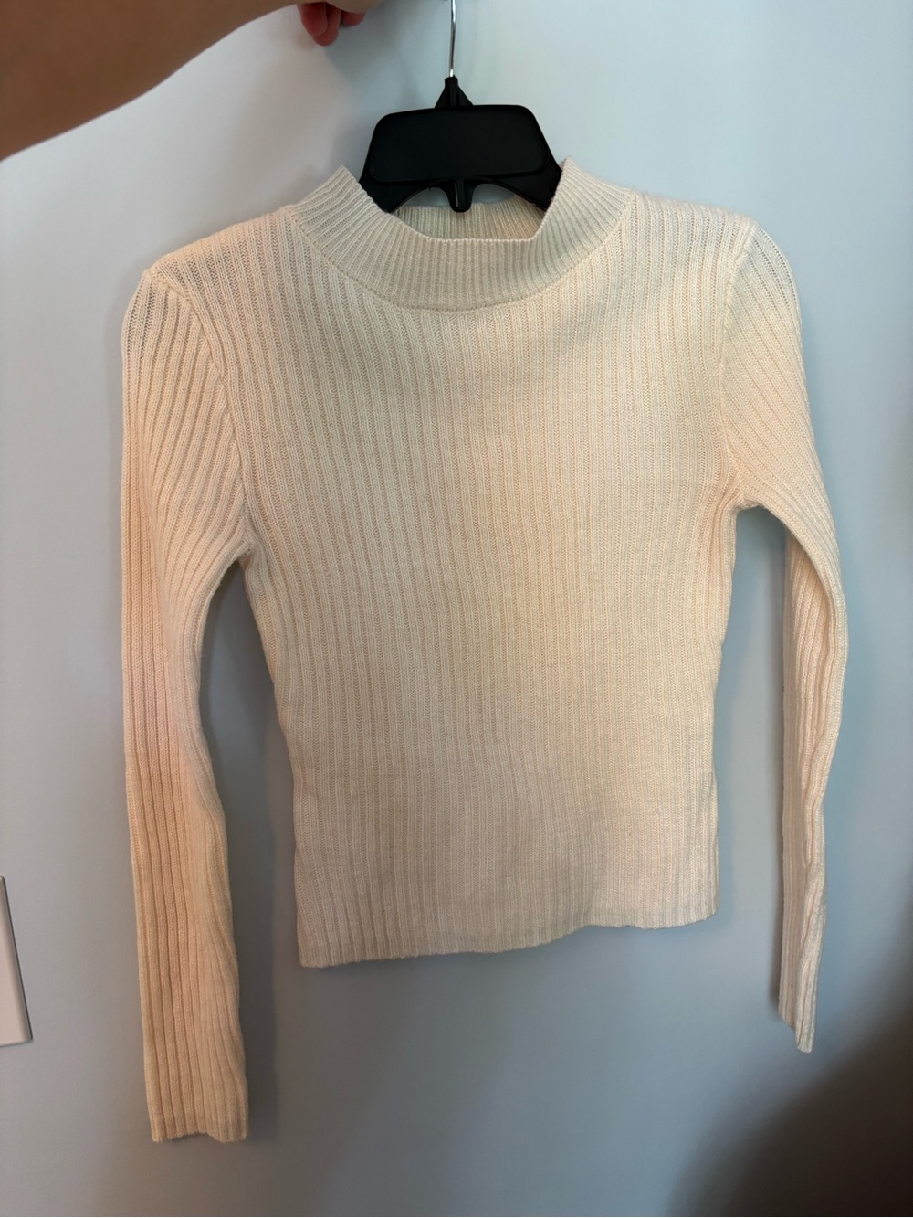 H&M Cream Ribbed Mock Neck Sweater - Picture 2 of 4
